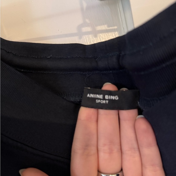 Anine Bing Sport Navy Sweatpants with Gold Embroidery - Picture 8 of 11